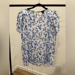 Ann Taylor Blue Floral Blouse